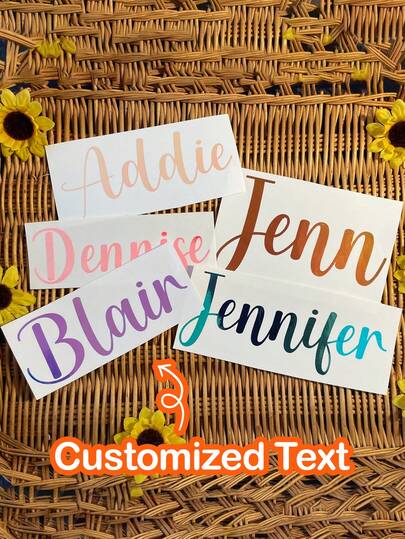 1pc Name Decal, Name Sticker, Custom Vinyl Name Decals, Decal For Water Bottles, Tumblers, Personalized Name Sticker Decal, Wedding Custom Stickers, Outdoor Stickers, Waterproof Transfer Paper, Car Stickers