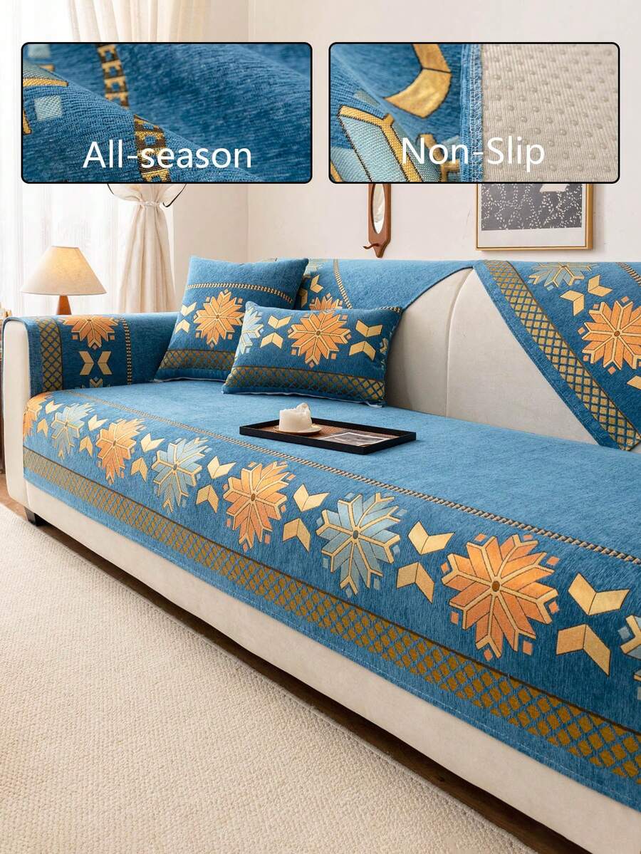 1 Vỏ bọc ghế sofa phong cách Bohemian, đệm ghế sofa thiết kế nhiều màu phù hợp với mọi mùa, bảo vệ ghế sofa khỏi trầy xước, tấm lót ghế sofa thân thiện với vật nuôi, phù hợp với ghế sofa 1 chỗ ngồi, 2 chỗ ngồi, 3 chỗ ngồi, 4 chỗ ngồi - Màu xanh lam - Xem 1