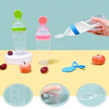 2件装硅胶婴儿辅食喂食器带勺，婴儿奶瓶带勺和米粥勺，婴儿喂食套装 - 彩色 - 查看 7