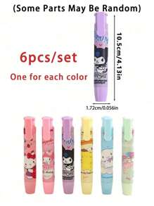 Sanrio 1Pc Creative Press Eraser Hello Anime Kuromi Melody Cinnamoroll Kitty Cartoon Stationery Gift Office School Supplies Back To School School Supplies(Some Parts May Be Random)