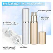 Refillable Perfume Atomizer Travel Bottle 2-Pack 5ml Leakproof Luxury Travel Perfume Refillable Bottle, Portable Fragrance Atomiser Silver & Silver & Gold