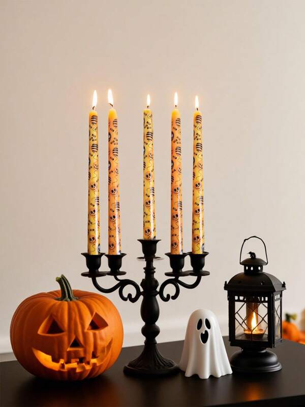 2 Piezas/Set, Dos velas con forma de cara de fantasma de 9.8 pulgadas de largo con palito, decoraciones aterradoras, decoraciones para el hogar, velas escalofriantes, decoraciones de mesa para fiestas de Halloween, decoraciones para el hogar en fiestas festivas, sala de estar y dormitorio, decoraciones de mesa de comedor, regalos y recuerdos del festival de Halloween, decoraciones de mesa de comedor, velas perfumadas