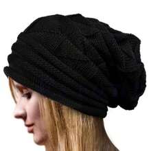 1pc Men's Solid Color Loose Knit Beanie Hat, Autumn/Winter - Long-JZML - View 1