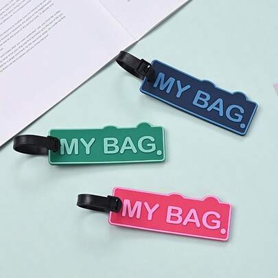 3 PIEZAS/1 PIEZA Etiqueta de equipaje con diseño de avión de la serie simplificada de alfabeto, accesorios de viaje, etiqueta de equipaje, identificación de equipaje, dirección, tarjeta de embarque portátil, etiqueta para bolsa, para la escuela, accesorios escolares, artículos escolares, esenciales de viaje, vacaciones, accesorios de maleta