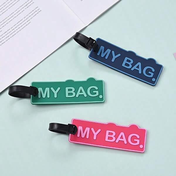 3 PIEZAS/1 PIEZA Etiqueta de equipaje con diseño de avión de la serie simplificada de alfabeto, accesorios de viaje, etiqueta de equipaje, identificación de equipaje, dirección, tarjeta de embarque portátil, etiqueta para bolsa, para la escuela, accesorios escolares, artículos escolares, esenciales de viaje, vacaciones, accesorios de maleta
