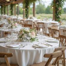 1pc Solid White Polyester Tablecloth, Minimalist Style For Dining Room, Meeting Room, Desk, Coffee Table, Wedding, Party, Baby Shower - White - View 10