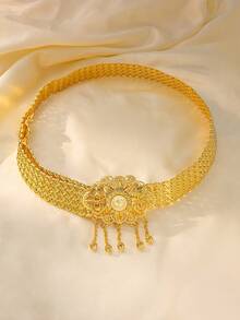 Herseygold 1 pièce Chaîne de taille de mariée kurde et turque, ceinture de taille avec motif arabe du Moyen-Orient pour femme, accessoire de robe de mariage, de fête et de festival de luxe