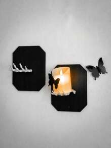 1 件万圣节壁挂烛台装饰，带骷髅手设计，可放置蜡烛，适用于万圣节派对、客厅、卧室、鬼屋氛围家居装饰 - 彩色 - 查看 7