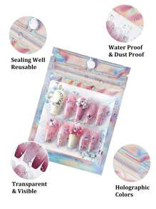 Beautizon Nailartlab 11Pcs/20Pcs/21Pcs/41Pcs Nail Display Storage Tool Set, Laser Shining Colorful Self Sealing Bag, Nail Color Card Adhesive, Nail Color Card Double Sided Adhesive, Nail Background Cardboard, Suitable For Nail Salon Tool Set Supplies