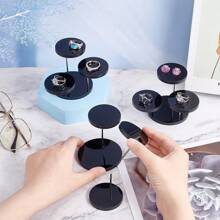 Acrylic Cupcake Stand Round Jewelry Display Stand,Multi-Layer Ring Display Stand Cupcake Holder,Cake Dessert Stand Party Decoration Essentials,Multi-Layer Round Dessert Cake Placing Rack,Suitable For Rings And Earrings, Miniature Statues, Black And Clear Wedding Accessories