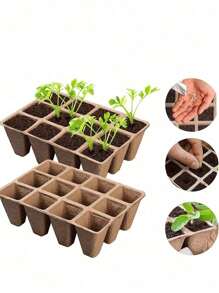 Seed Starter Tray Kit, Plant Seedling Germination Tray Set - Brown - View 9
