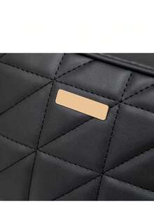 2025新款时尚休闲女士相机包，绗缝刺绣斜挎包，百搭单肩包 - 黑色 - 查看 6