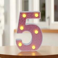 1個 16cm 創意家居裝飾 LED 粉色字母燈，室內桌面裝飾 0-9 數字燈，字母跑馬燈，婚禮求婚週年紀念生日派對裝飾字母與數字燈，女孩臥室裝飾字母燈 - 深粉紅色 - 查看 24