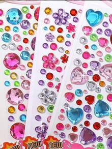1pc Random Colorful Cartoon Crystal Rhinestone Stickers, 3D Embossed Jewel Stickers For Children Girls Reward, Kindergarten, Makeup, Face Decoration, Children's Day, Mermaid Princess, Glitter Costume, Crystal Sticker , Back To School Gifts - Multicolor - View 1