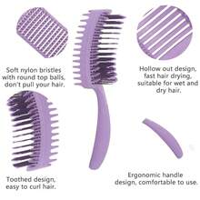 卷发定型梳、卷发梳、顺发梳、造型梳，男女通用，干湿两用（绿色），美发工具，美发用品，旅行必备，旅行，理发师，发型师，理发师配件，情人节，美发用品，发型师，理发店，沙龙，度假必备，美发产品，理发店，情人节礼物，女士旅行必备，发型师工具 - 紫色 - 查看 5