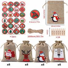 Christmas Burlap Drawstring Linen Pouch, Gift Packaging, Party Candy Bag, Christmas Gift Bag Set