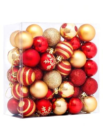 50pcs 4cm Christmas Party Ornament Balls, Painted Balls, Christmas Hanging Balls, Christmas Balls, Plastic Balls, Christmas Hanging Decorative Balls, Christmas Decorations, Suitable For Christmas Tree Scene Decoration, Home Decor, Room Decor, Bedroom Decor, Holiday Party Decor, Christmas Party Supplies, Christmas Themed Holiday Hanging Decor, Christmas Ball Gift Set Winter Christmas Decorations Home Christmas Gifts Christmas Decor