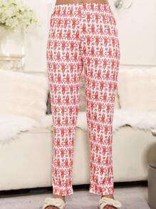 بنطلون بيجامة نسائي مطبوع بصورة القرد، مناسب للارتداء في المنزل وأيام الهالوين والكريسماس والخريف