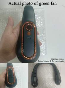 1 pezzo Ventilatore portatile da collo ricaricabile regolabile, ventilatore indossabile, raffreddatore d'aria portatile ricaricabile con display digitale a LED, 5 velocità di regolazione, ventola da collo appesa, uscita dell'aria superiore e inferiore, ventilatore USB portatile mini senza lame