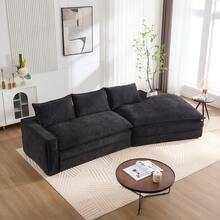 Modern Minimalist Modular Sectional Sofa, Upholstered Cloud Couch With Deep Seats, Right Facing Chaise For Living Room-Black - Black - View 1