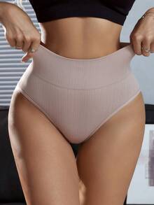 4pcs Women High Waist Shorts/Briefs, Solid Color, Comfortable, Slimming, Tummy Control Shapewear - Multicolor - View 6