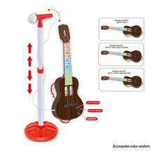 吉他和麦克风套装，可调节高度麦克风（带支架），卡拉 OK 套装礼物 - 彩色 - 查看 14