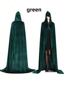1 件万圣节/圣诞节角色扮演斗篷，巫师/女巫/王子/公主连帽斗篷 - 彩色 - 查看 5