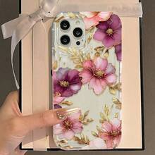 Purple Red Flower Transparent Anti-Fall Mobile Phone Case, Suitable For Apple  16 15 14 13 12 11 Plus Pro Max Series Mobile Phone Cases, Holiday Gifts, Birthday, Girlfriend, Boyfriend, Friend Or Yourself,Suitable For  17 Air - 無色 - 查看 4