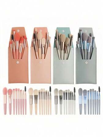8 st Macaron Makeup Borstar Set Ögonskugga Foundation Kvinnor Kosmetisk Borste DIY Rouge Pulver Blandning Skönhet Mjuka Makeup Verktyg