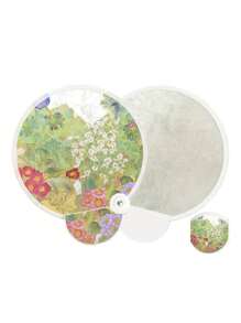 1pc,Oil Painting Floral Mini Foldable Fan - Elegant Portable Compact Lightweight Handheld Fan With Reflective Surface, Fabric Material & Botanical Art For Summer, Home Decor, Gift