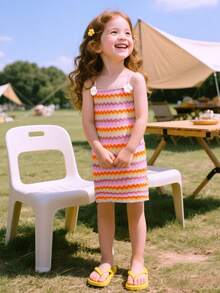Vestido sin mangas con tirantes y estampado floral, bohemio y de rayas para niñas, nueva moda de verano para niñas preadolescentes mayores - Multicolor - Ver 3