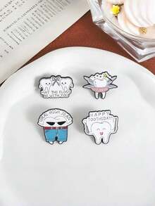 1/4pcs Cute Teeth Brooch! Creative Dental Theme Badges, Exclusive For Dentists/Dental Lovers, Suitable For Students & Accessory Enthusiasts, Personalized Fashion Magnet, Unlocks The New Oral System - Multicolor - View 12