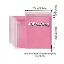 40pcs/Pack Pink Color Co-Extrusion Film Bubble Mailers, Holiday Themed Foam Pouches, Shockproof And Waterproof, Suitable For Packing And Shipping Jewelry, Books, Phones And Other Products
