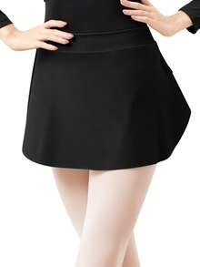 Daydance1 件装女士芭蕾舞裙成人舞蹈服芭蕾舞裙女芭蕾舞演员舞蹈服侧开衩芭蕾舞短裙（尺码偏小，建议选大一码）黑色春季 - 黑色 - 查看 6