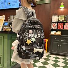 女士时尚背包 - 紅色雙肩包掛件加星星骨頭[減負透氣] - 查看 4