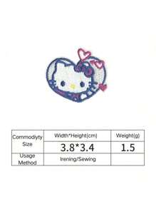 Sanrio 9pcs Sanrio Heart-Shaped Applique Patch Set, Featuring Hello Kitty And Friends Embroidery Iron-On For Jackets, Jeans, Dresses, Backpacks, And Hats - Anime Themed Decorative Patches