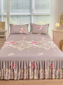 Set Sprei 3 pcs (1 Sprei + 2 Sarung Bantal), Detail Sprei Berumbai, Nyaman, Ramah Kulit, dan Bernapas, Perlengkapan Tempat Tidur Dekoratif yang Cocok untuk Kamar Tidur - MultiWarna - View 5
