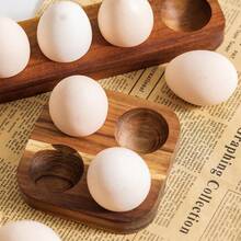 Stackable Rosewood Egg Holder | Non-Slip Thick Kitchen Storage Rack, Breakfast Table Holder, Egg Tray - Multicolor - View 6