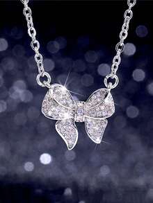 3 件套水钻蝴蝶结项链和耳环首饰套装，适合女性日常佩戴 - 首飾套裝 - 查看 5