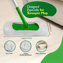 3-Piece Set Of Durable White/Green Mop Cloth, Home Cleaning And Mop Accessories, Instantly Absorbs Water Stains, Suitable For Smooth Surfaces Or Wooden Floors - trắng - Xem 2