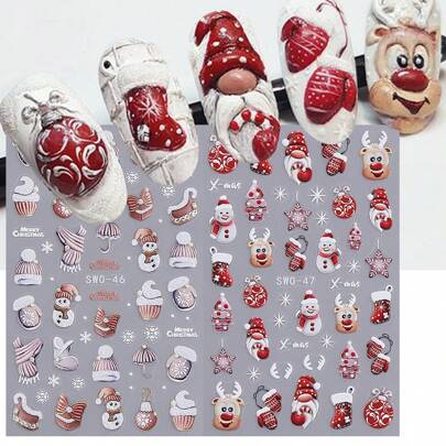 2 PEZZI Cappellino a sfera con adesivi 5D Em N Christmas, adesivi decorativi per l'arte di Babbo Natale, Claus Sn Ball Snowfls, stivali da vacanza, de
