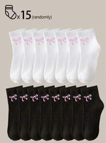 40 件/20 件/10 件男童女童儿童袜子套装 - 糖果色条纹纯色蝴蝶结/心形/涂鸦设计，柔软透气，男女通用婴儿幼儿青少年踝袜/中筒袜，适合学校运动日常穿着，青少年学生短袜/中筒袜，4 季黑白灰多色混合，儿童袜子，娃娃裙，猎豹印花，粉色袜子 - 彩色 - 查看 81