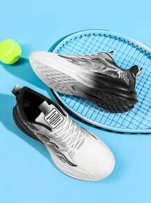 男士运动鞋缓震TPR鞋底网面轻便跑步鞋耐磨篮球休闲运动鞋训练鞋（鞋底手绘花纹凹凸不平） - 白黑 - 查看 5