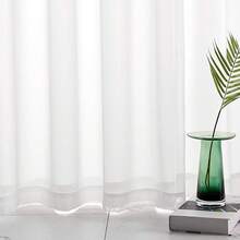 Yellow Translucent Solid Color Window Treatment 72 Inches Long Rod Pocket Sheer Panels Bedroom Living Room - 2 Panels 52x72, Voile - 白色 - 查看 5