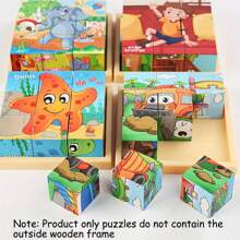 1pc 6 Jigsaw Animal World Farm Animals Puzzle Toys, Intellectual Enhancement Puzzle Toy Brings Intelligence Development And Happiness