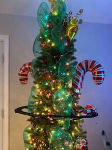 1 pieza Guirnalda de red de flores con hilo dorado y cinta colorida, corona para fiesta festiva, decoración de árbol de Navidad, decoración de boda