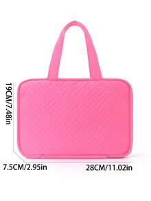Large Hanging Cosmetic Bag, Women's Travel Toiletry Bag, Handheld Bag For Students Dorm Supplies - Hot Pink - View 2