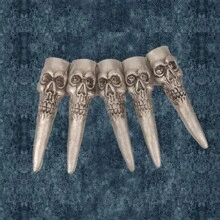 Set di 5 accessori per costumi horror di Ognissanti - Inclusi unghie finte da strega e zombie, copri-dita color carne, per provare il brivido del realismo durante il travestimento da festa