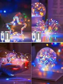 USB Copper Wire Light String -8 Modes, USB Power Supply With Remote Control, String Light Decoration, Suitable For Weddings, Christmas, Bedrooms, Birthdays, Home Decoration -50/100/200/300 LED (Warm White/White/Color)