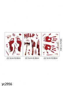 1Set Halloween Blood Hand & Footprint Wall Stickers - Spooky Red Stains, For Home Decor, Perfect For Trick-Or-Treaters, Anime & Horror Fans, Self-Adhesive Vinyl, Festive Home Accent | Spooky Theme Decor | Halloween Decorations Halloween Decor Christmas Decoration Thanksgiving Wedding Home Decor Home Decor Fall Decor Autumn Decor Birthday Decorations For Gifts Party Supplies Indoor Holiday Festival Decor Wall Decor Halloween Ornaments - Multicolor - View 12